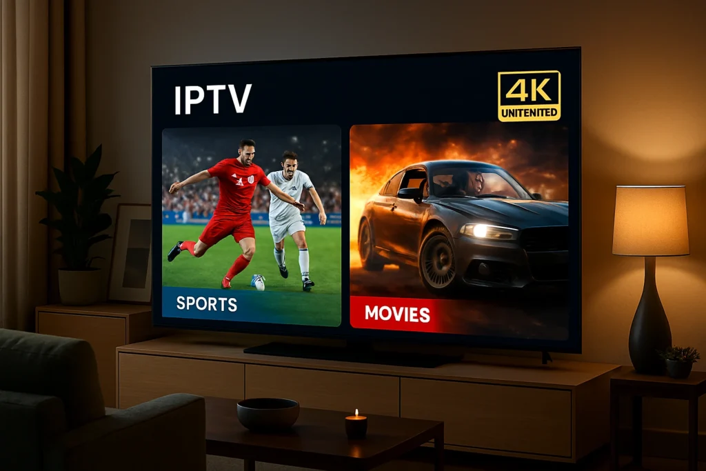 IPTV 4K Ultra HD affiché sur Smart TV avec qualité d’image exceptionnelle via IPTV Pro Player