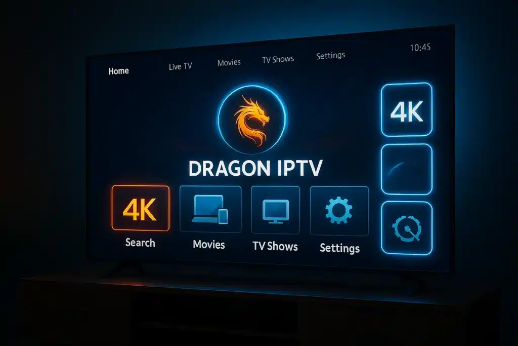 Interface premium du meilleur player IPTV avec abonnement Dragon IPTV