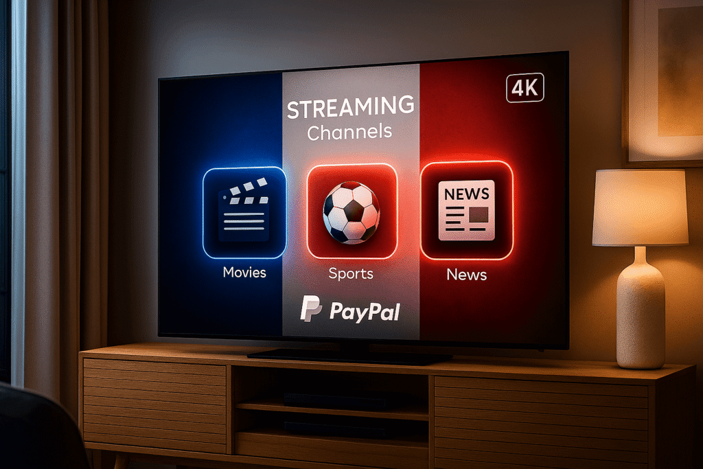 Abonnement IPTV PayPal France 2025 avec streaming 4K et paiement sécurisé via PayPal