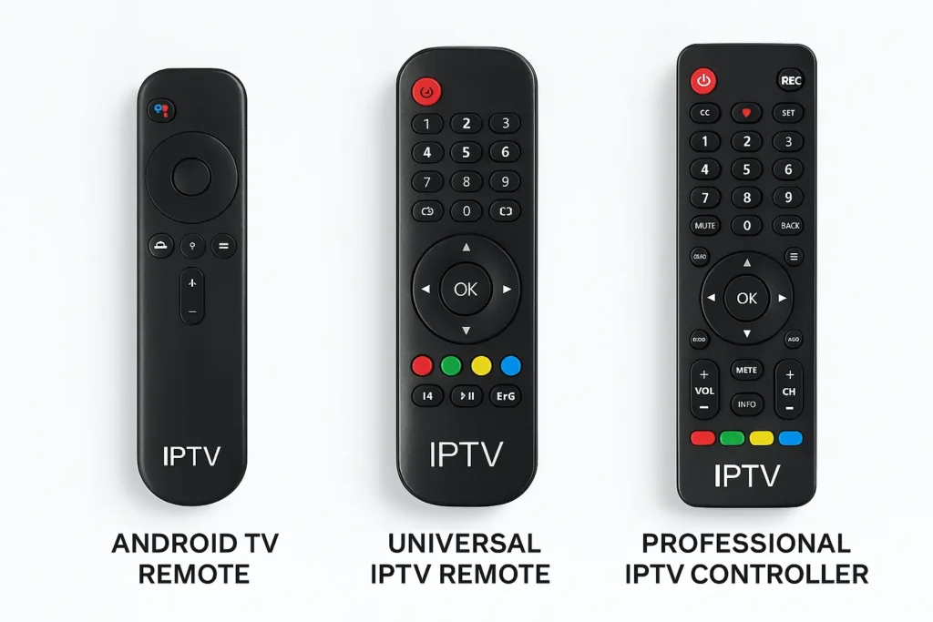 Comparaison télécommande android tv, télécommande universelle iptv et contrôleur iptv professionnel 2025