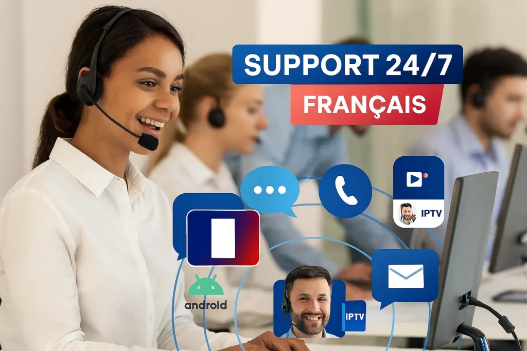 Support technique IPTV France 24h/7j - Assistance française streaming IPTV 2025