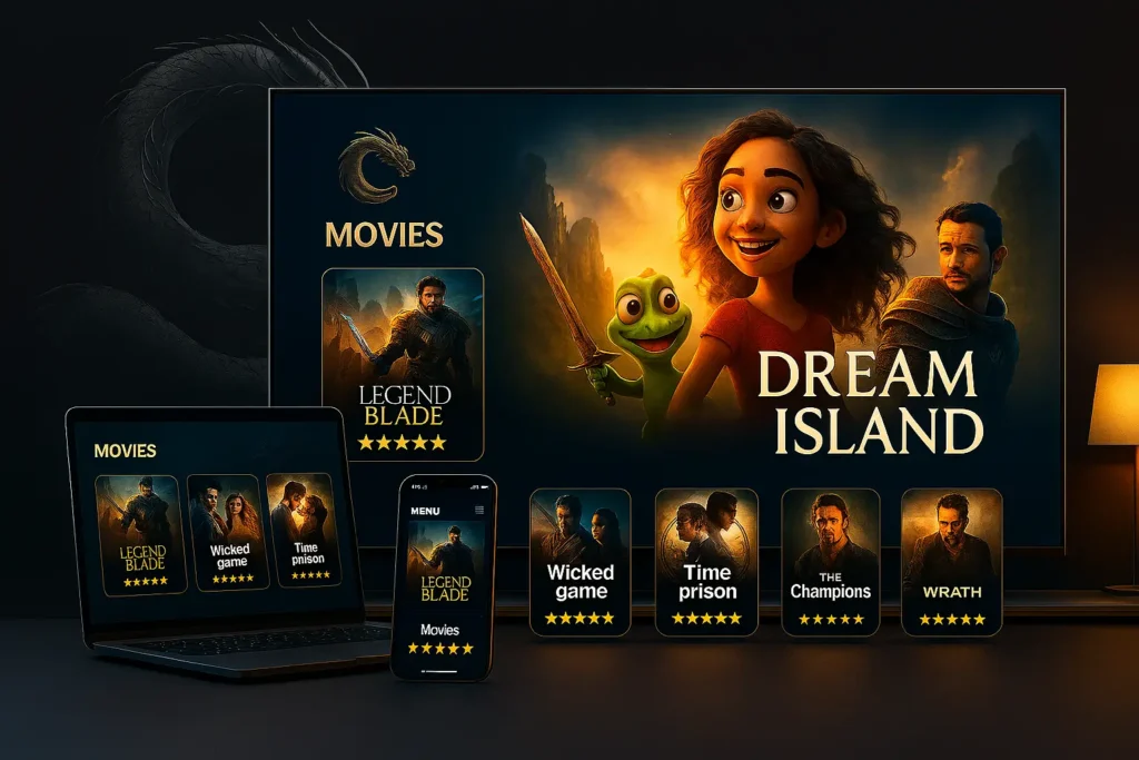 Dragon IPTV meilleur service film iptv compatible sur tous appareils avec interface moderne et intuitive