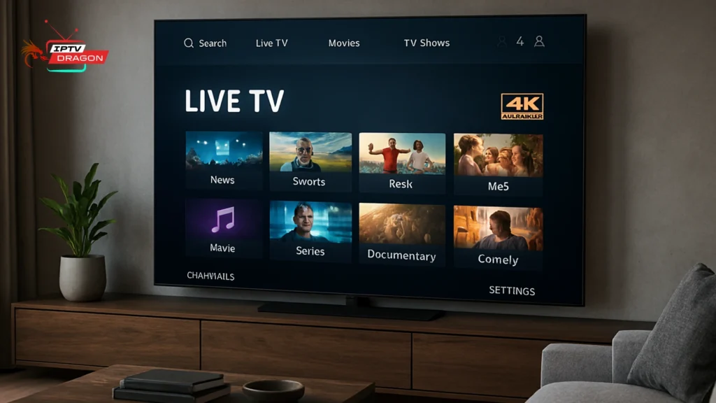 iptv ott service 2025 sur Smart TV en 4K avec abonnement ott tv exclusif DRAGON IPTV