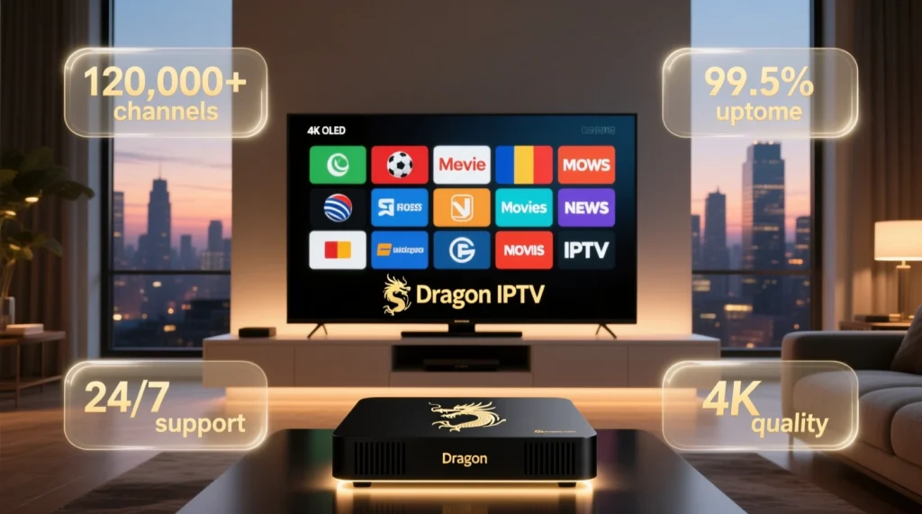 DRAGON IPTV service premium avec box IPTV 4K - meilleur abonnement IPTV Europe 2025