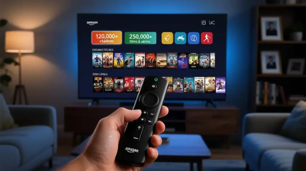 Bibliothèque IPTV amazon fire stick avec plus de 120,000 chaînes et 250,000 films