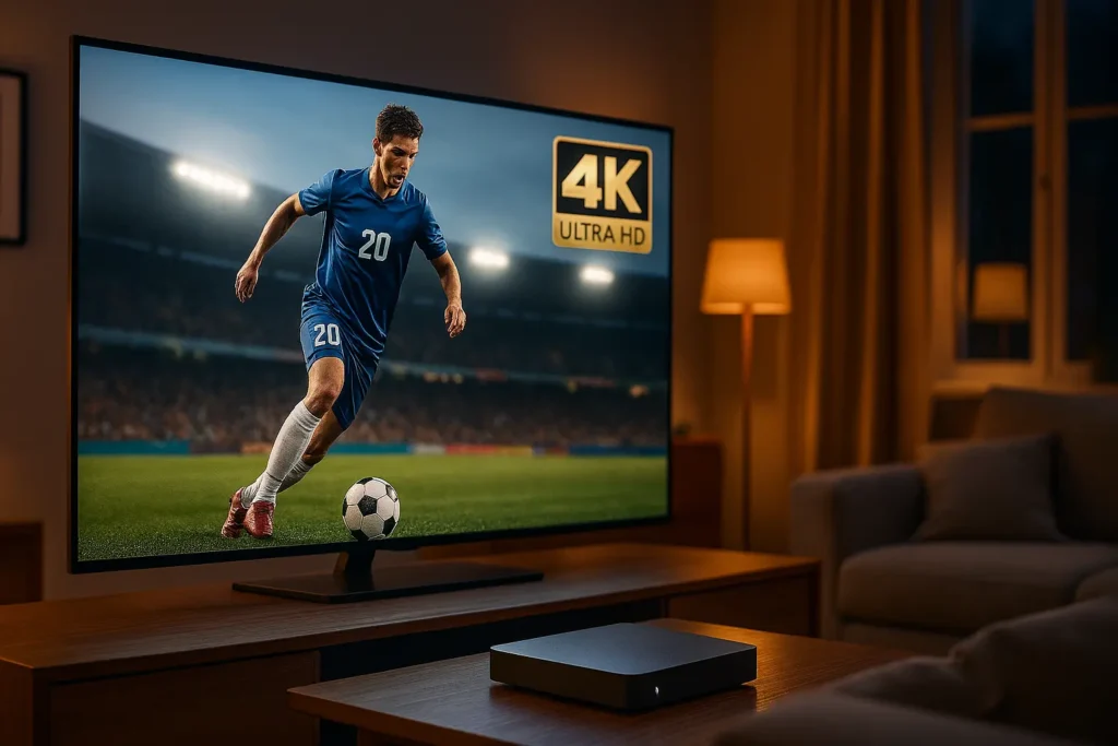 IPTV with 4K ultra HD premium - salon moderne streaming 4K iptv qualité exceptionnelle France 2025