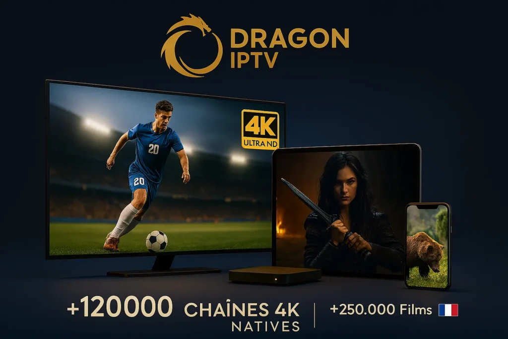 Dragon IPTV meilleur iptv 4k france - 187 chaînes 4K natives abonnement iptv 4k premium