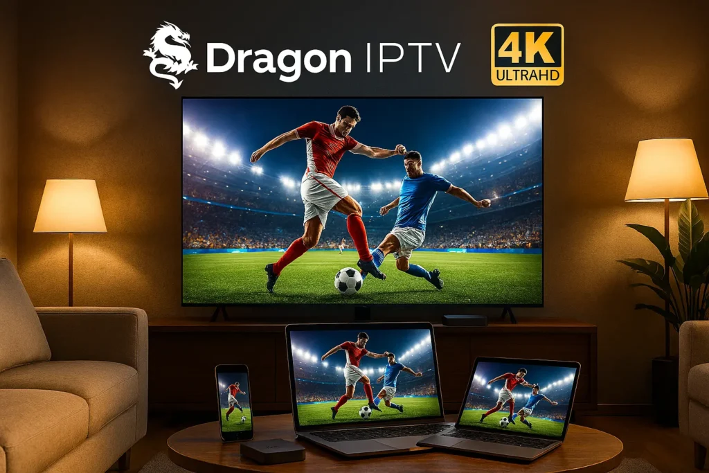 Meilleur IPTV 4K 2025 Dragon IPTV - streaming 4k iptv ultra HD multi-appareils France salon premium