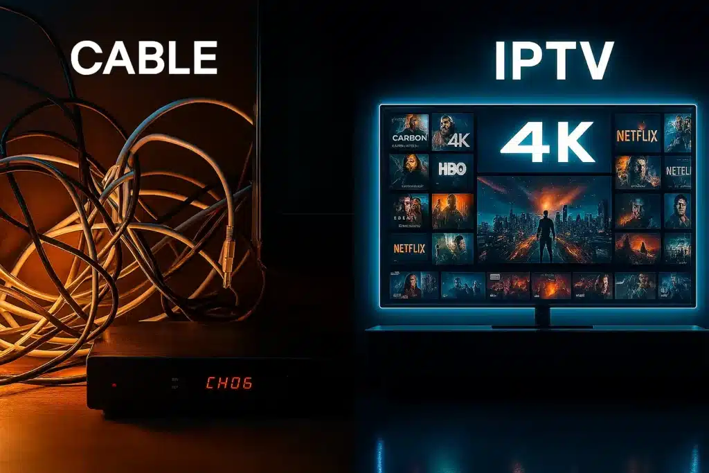 Comparaison entre ancienne télévision câblée et IPTV 4K multi devices en 2025