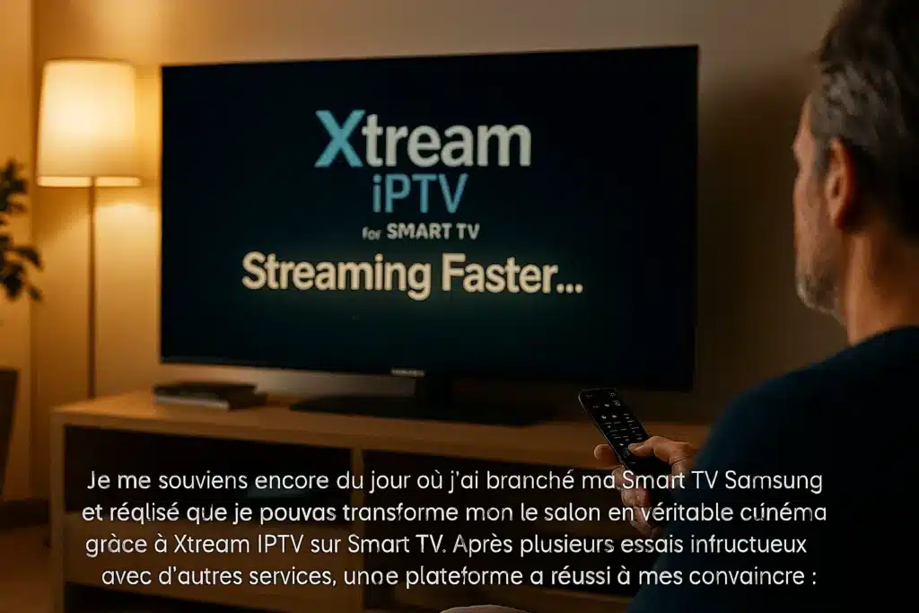 Interface fluide de Xtream IPTV sur Smart TV Samsung affichant DRAGON IPTV 4K