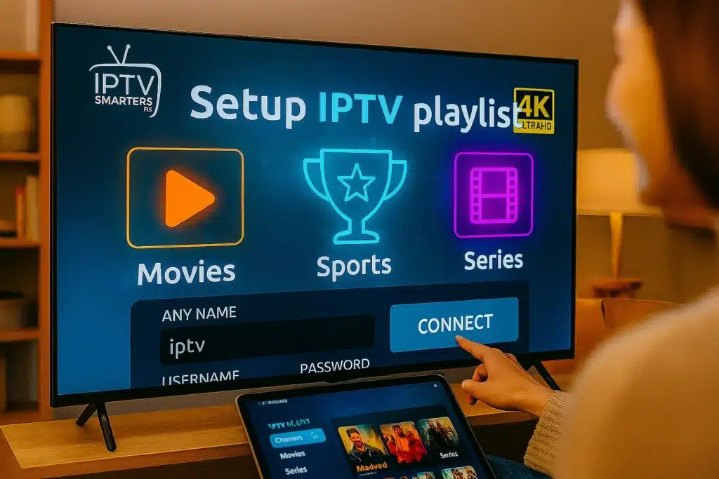 Installation du smart plus abonnement via IPTV Smarters Pro sur Smart TV avec serveur IPTV stable.
