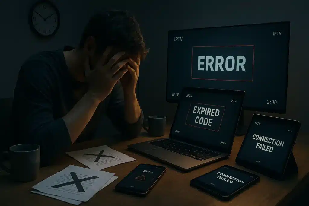 Code IPTV gratuit 2026 expiré erreur frustration streaming instable buffering