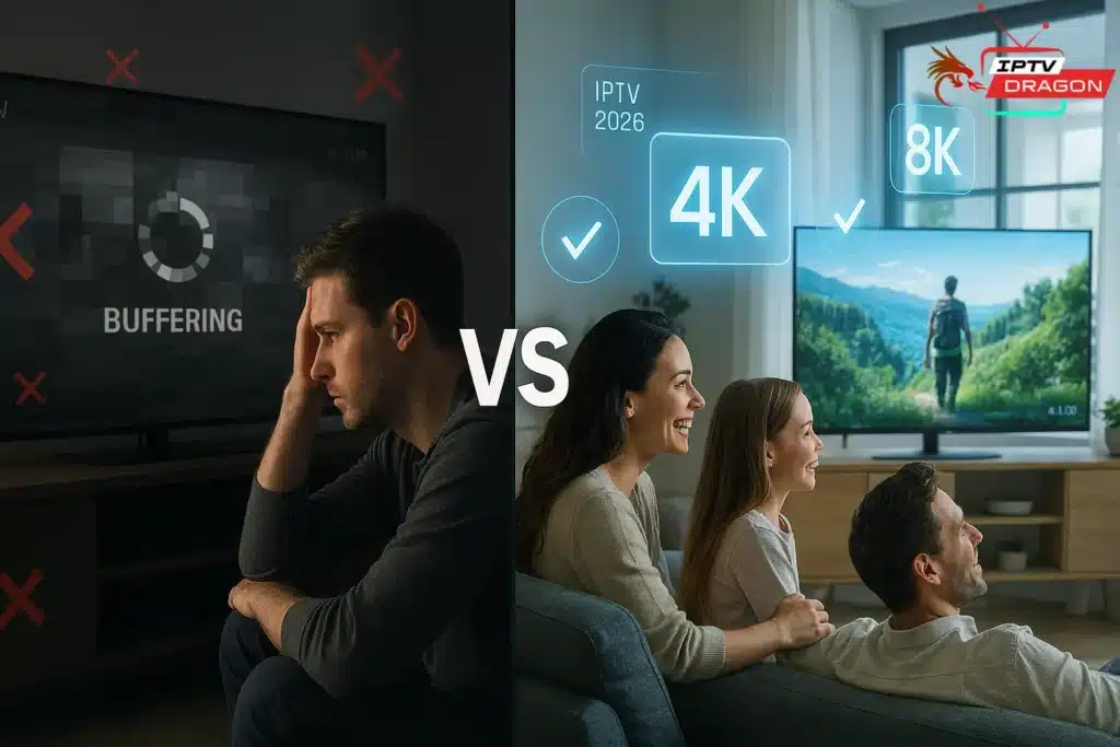 Code IPTV 2026 gratuit versus payant comparaison qualité streaming 4K famille satisfaite