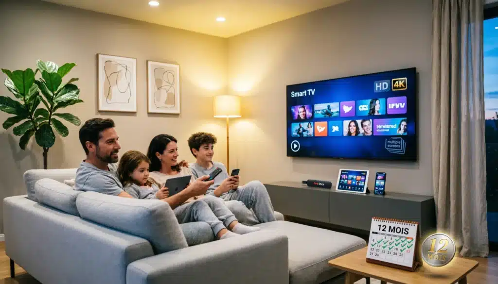 IPTV 12 Mois - Abonnement IPTV annuel avec streaming multi-écrans et catalogue complet de chaînes