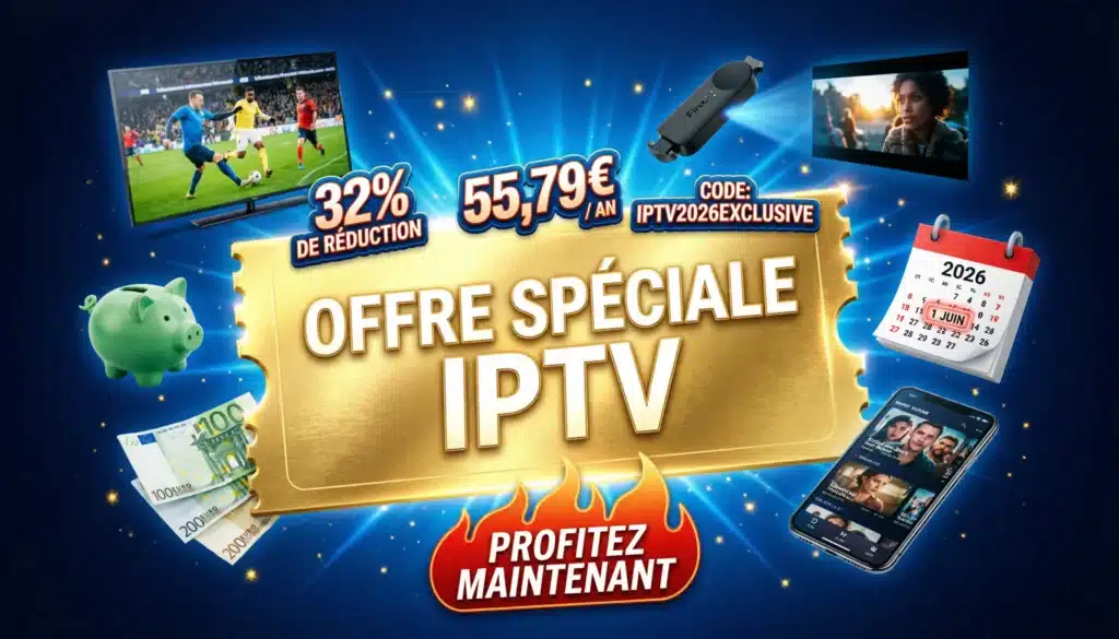Offre spéciale IPTV code promo exclusif - Réduction 32% avec code IPTV 2026 EXCLUSIVE