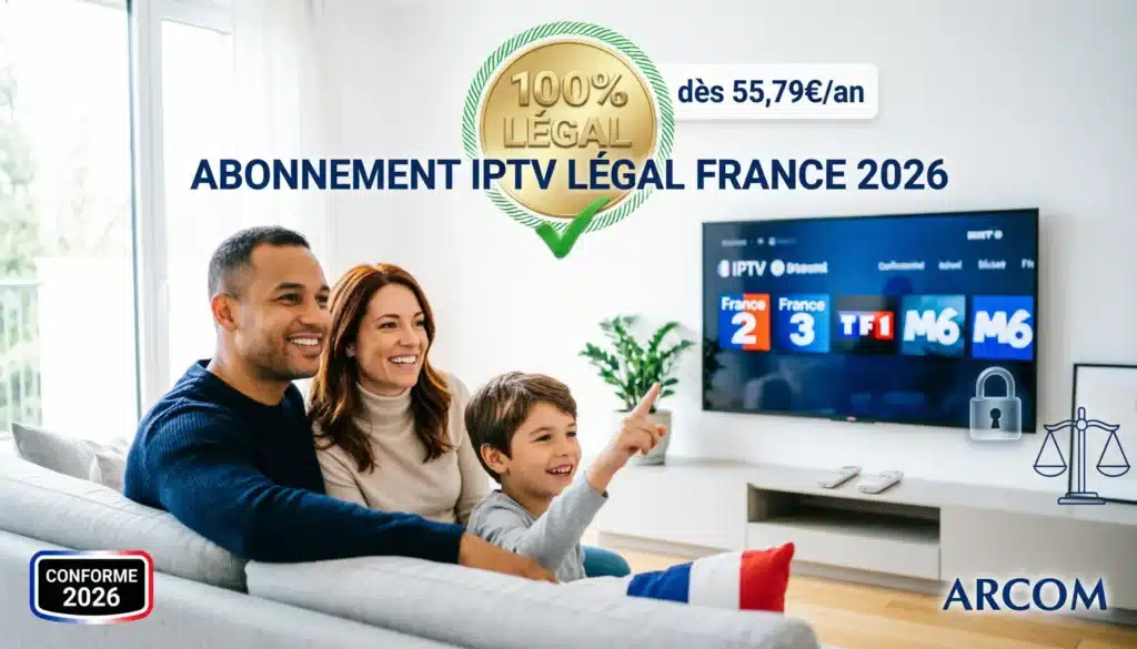 Abonnement IPTV légal en France 2026 - Meilleur IPTV légal français conforme ARCOM dès 55,79€ par an
