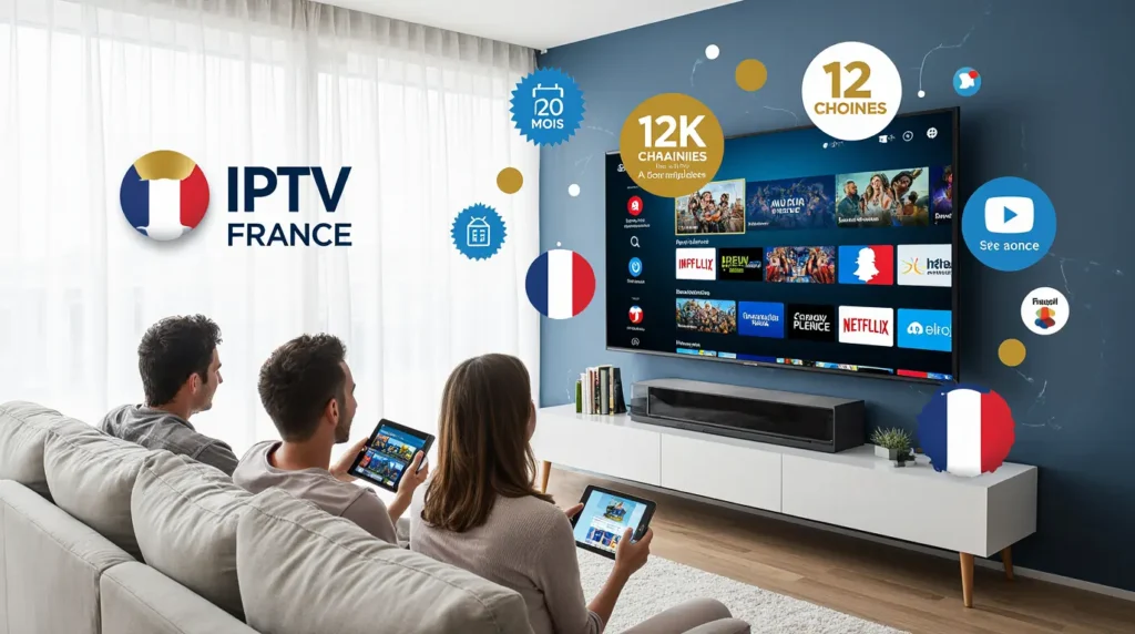IPTV France 12 Mois abonnement annuel - Prix 55,79€ par an 20 000 chaînes 4K famille multi-appareils