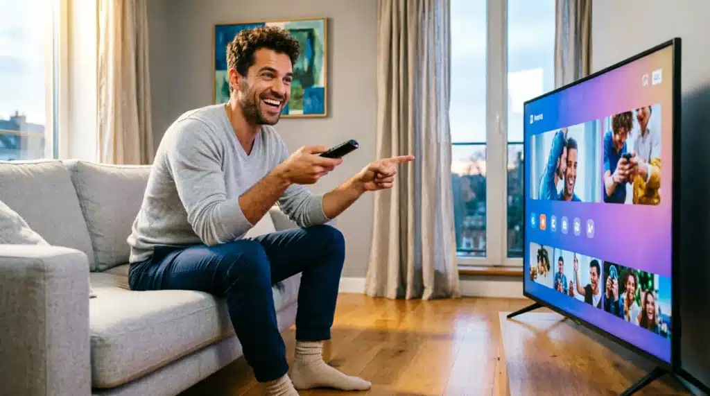 Premium IPTV TV activée en 5 minutes – utilisateur français profitant de son meilleur IPTV premium en qualité 4K à domicile