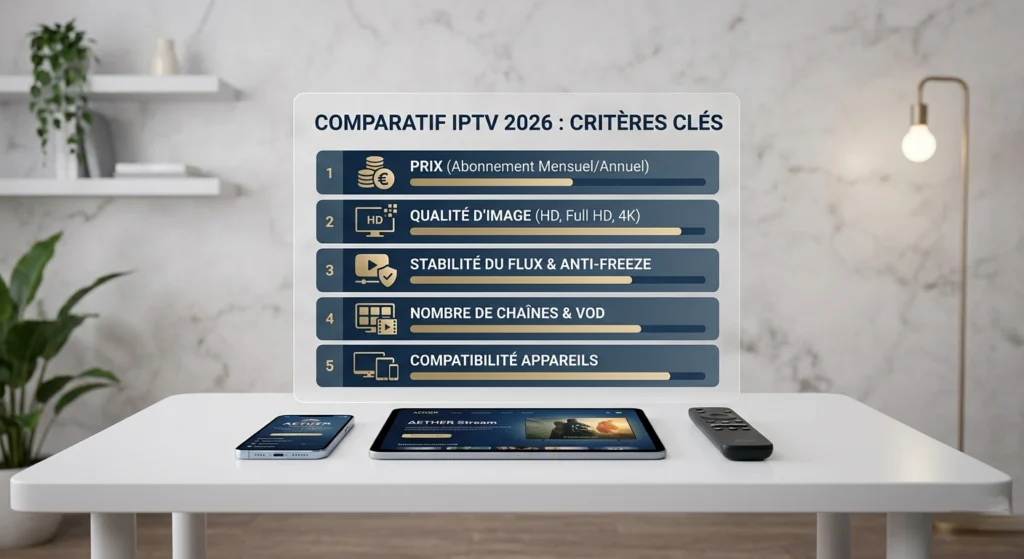 Comparatif des prix et qualité d'image des iptv abonnement pas cher en 2026 sur cinq critères clés
