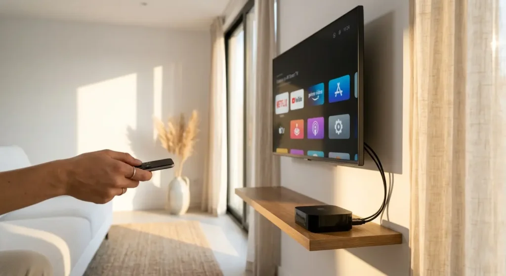 Utilisation simple d'un code m3u iptv france sur un boîtier connecté pour profiter de votre IPTV player m3u playlist gratuit.
