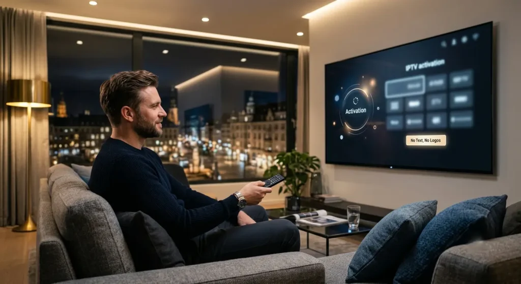 Code Lynx IPTV activé sur Smart TV 4K dans un salon moderne — activation lynx iptv rapide et fluide